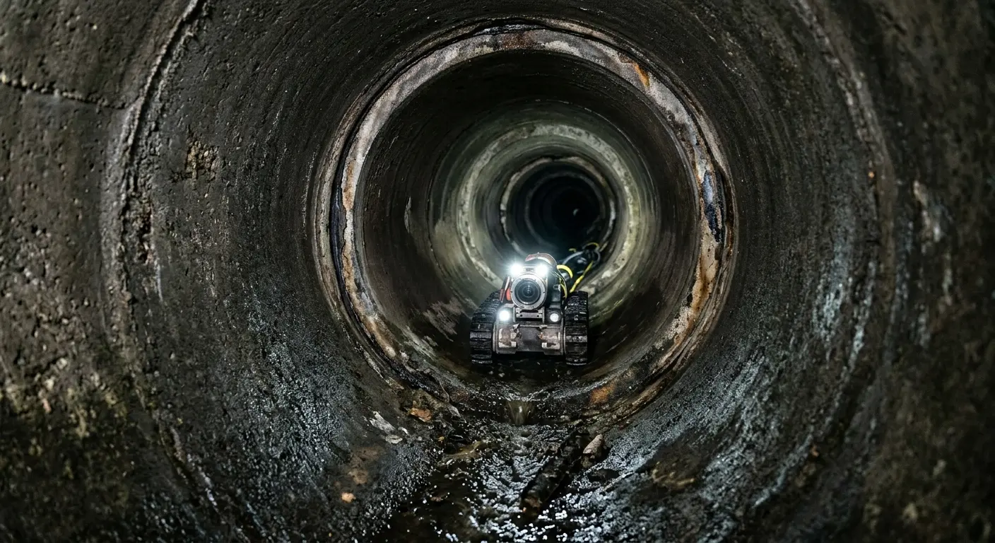 Robotic sewer camera inspecting pipe interior for Drain Snake Service in Seaside